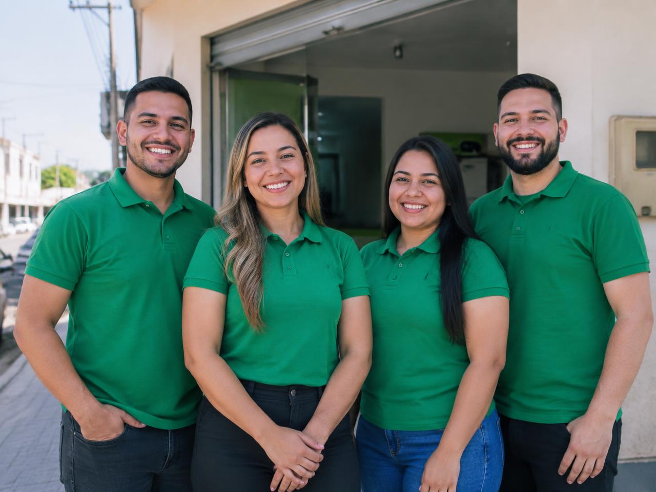 Equipe da Oficial 7 em frente ao atendimento